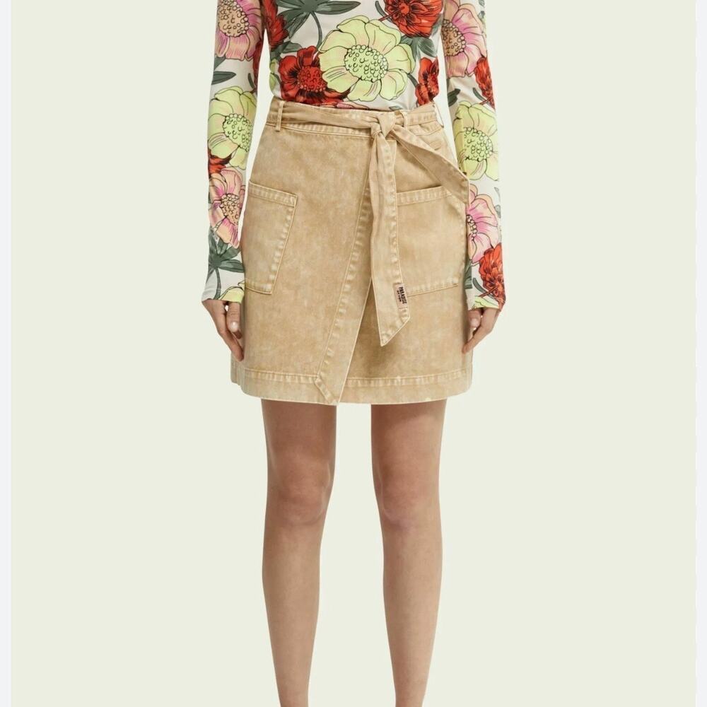 Scotch & Soda Tan Denim Sun Seekers Wrap Skirt Size XL